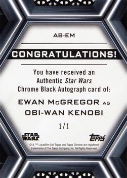 2022 Topps Chrome Black Star Wars - Autographs Design B Superfractors #AB-EM Ewan McGregor Back