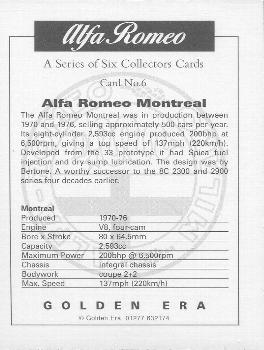 1998 Golden Era Classic Alfa Romeo Models #6 Alfa Romeo Montreal Back