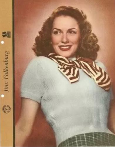 1943 Dixie Cup Lid Premiums Movie Stars (F5-9c) #NNO Jinx Falkenburg Front