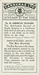 1925 Carreras A “Kodak” at the Zoo (Second Series of 50) #34 American Buzzard Back