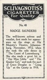 1923 Sclivagnotis’s Actresses and Cinema Stars #48 Madge Saunders Back