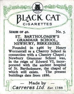 1929 Black Cat School Emblems (Large) #5 St. Bartholomew's Grammar School, Newbury - Berkshire Back