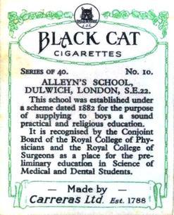 1929 Black Cat School Emblems (Large) #10 Alleyn's School, Dulwich - London Back