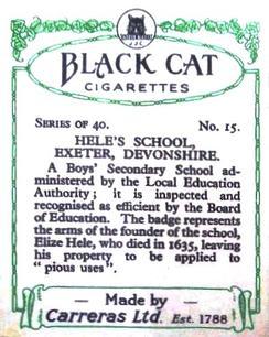 1929 Black Cat School Emblems (Large) #15 Hele's School, Exeter - Devonshire Back