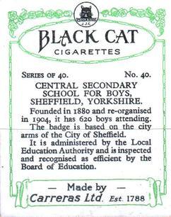 1929 Black Cat School Emblems (Large) #40 Central Secondary School For Boys, Sheffield - Yorkshire Back