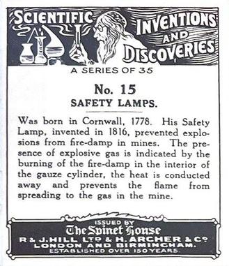 1929 Spinet House Scientific Inventions and Discoveries (Large) #15 Safety Lamps Back