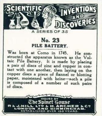 1929 Spinet House Scientific Inventions and Discoveries (Large) #23 Pile Battery Back