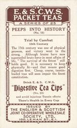 1927 E.&S. C.W.S. Humorous Peeps Into History #13 Trial by Combat 13th Century Back