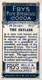 1912 Fry's Birds & Their Eggs #17 The Skylark Back