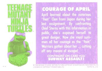 1990 Topps Ireland Ltd Teenage Mutant Ninja Turtles: The Movie #32 Courage of April Back