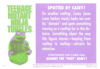 1990 Topps Ireland Ltd Teenage Mutant Ninja Turtles: The Movie #65 Spotted by Casey! Back