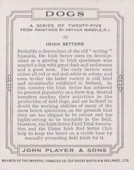 1955 Player's Dogs Pairs and Groups (Large) (Unissued) #15 Irish Setters Back