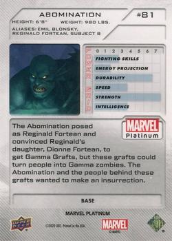 2023 Upper Deck Marvel Platinum #81 Abomination Back