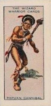 1928 D.C. Thomson The Wizard Warrior Cards (Dominoes back) #4/0 Papuan Cannibal Front