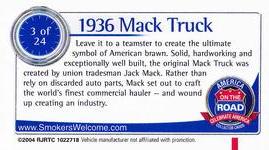 2004 Doral Celebrate America On The Road #3 1936 Mack Truck Back
