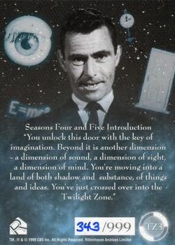 1999 Rittenhouse Twilight Zone Series 1 - TV Title Cards #TZ3 The Twilight Zone Back