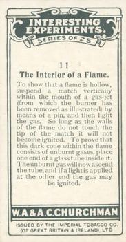 1929 Churchman's Interesting Experiments #11 The Interior of a Flame Back