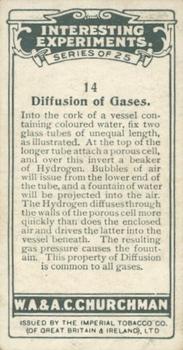 1929 Churchman's Interesting Experiments #14 Diffusion of Gases Back