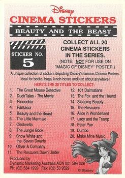 1992 Dynamic Marketing The Magic of Disney Stickers - Cinema Stickers #5 Beauty and the Beast Back
