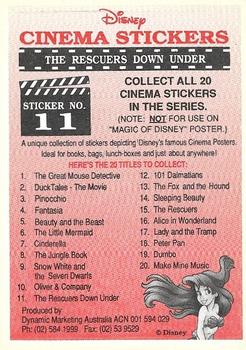 1992 Dynamic Marketing The Magic of Disney Stickers - Cinema Stickers #11 The Rescuers Down Under Back