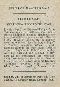 1958 Madison Recording Stars #9 Lucille Mapp Back