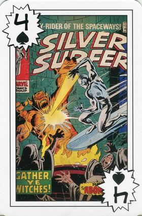 2012 Universal Studios Marvel Comics Playing Cards #4♠ Silver Surfer #12 Front