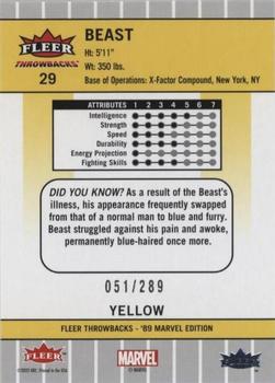 2023 Fleer Throwbacks '89 Marvel Edition - Yellow #29 Beast Back