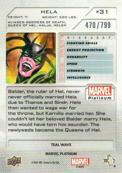 2023 Upper Deck Marvel Platinum - Teal Wave #31 Hela Back