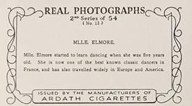1939 Ardath Photocards - Series 11 (Small) #13 Mlle. Elmore Back