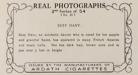 1939 Ardath Photocards - Series 11 (Small) #35 Suzy Dany Back