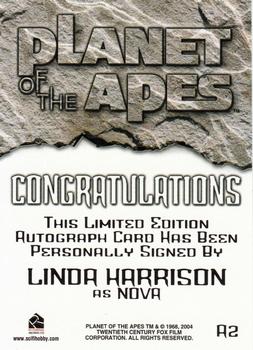 2005 Rittenhouse Planet of the Apes Behind the Scenes #A2 Linda Harrison Back