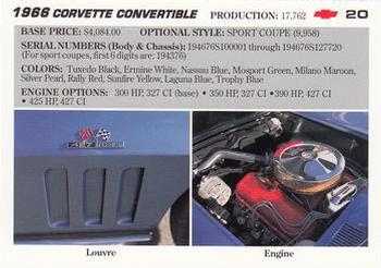 1991 Collect-A-Card Vette Set #20 1966  Corvette Convertible Back
