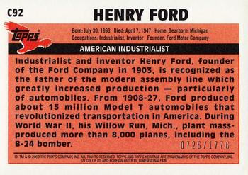 2009 Topps American Heritage - Chrome #C92 Henry Ford Back