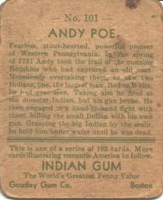 1933-40 Goudey Indian Gum (R73) #101 Andy Poe Back