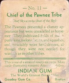 1933-40 Goudey Indian Gum (R73) #11 Pawnee Tribe Back