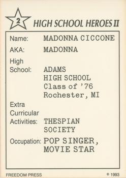 1993 Freedom Press High School Heroes Series II #2 Madonna Back