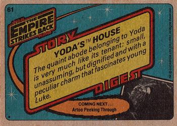 1980 Topps Star Wars: The Empire Strikes Back #61 Yoda's House Back