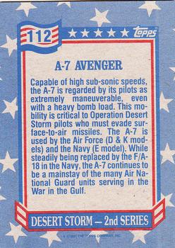 1991 Topps Desert Storm #112 A-7 Avenger Back