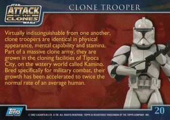 2002 Topps Star Wars: Attack of the Clones #20 Clone Trooper Back