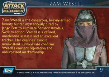 2002 Topps Star Wars: Attack of the Clones #9 Zam Wesell Back