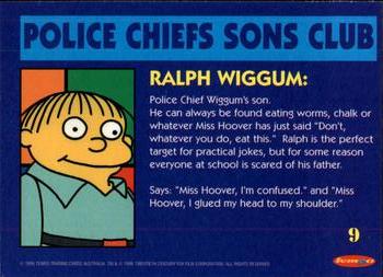 1996 Tempo The Simpsons Down Under #9 Ralph Wiggum Back