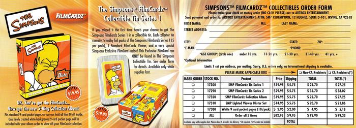 2003 ArtBox The Simpsons FilmCardz #NNO Checklist Back