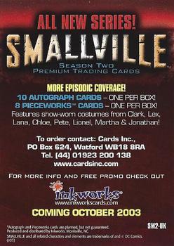 2003 Inkworks Smallville Season 2 - Promos #SM2-UK Clark Kent / Lana Lang Back