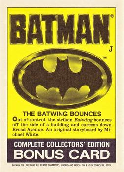 1989 Topps Batman - Bonus Cards #J The Batwing Bounces Back