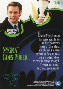 1995 Ultra Batman Forever #76 Nygma Goes Public Back