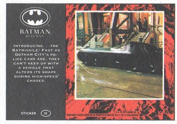 1992 Topps Batman Returns - Stickers (Ireland issue) #NNO Introducing ... The Batmissile! Back