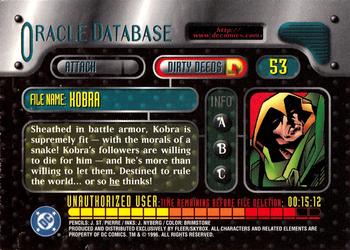 1996 SkyBox DC Outburst: Firepower #53 Kobra Back