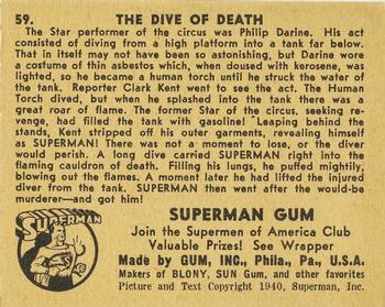 1941 Gum Inc. Superman (R145) #59 The Dive of Death Back