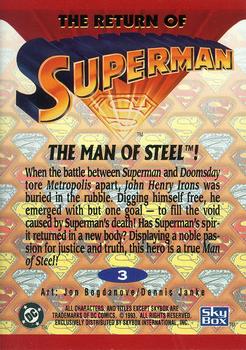 1993 SkyBox The Return of Superman #3 The Man of Steel! Back