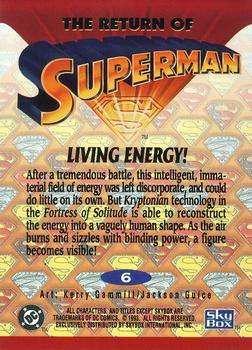 1993 SkyBox The Return of Superman #6 Living Energy! Back